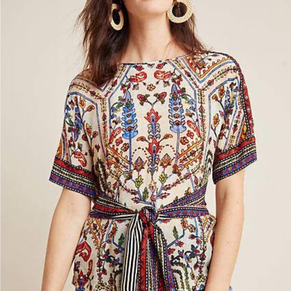 Anthropologie Vineet Bahl Floral Print Women's Top